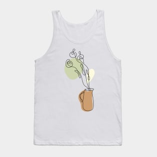 Flower Bouquet Shape Minimalist Line Art Drawing Tank Top